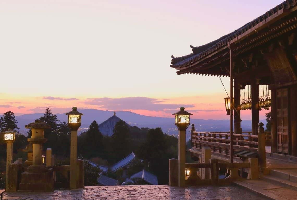 Sunset at Nigatsudo Temple in Nara