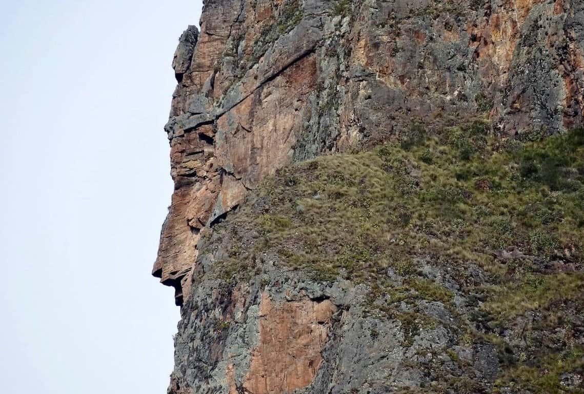 Inca Warrior Face on Pinkuylluna Mountain