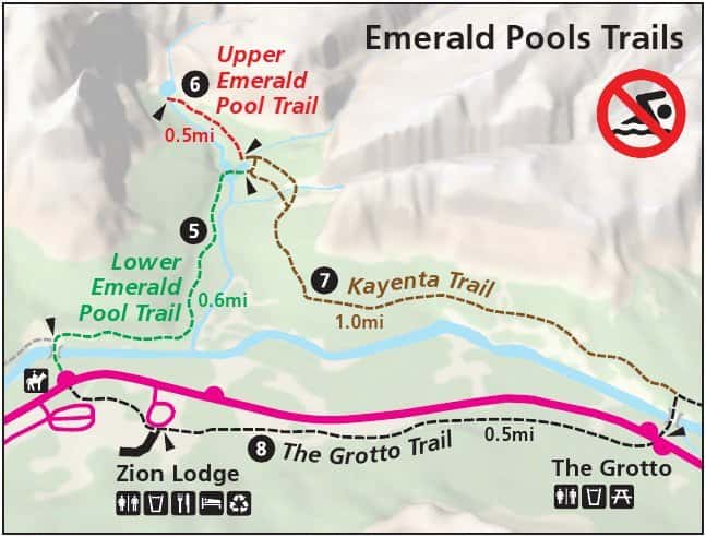 Emerald Pools Trail Map