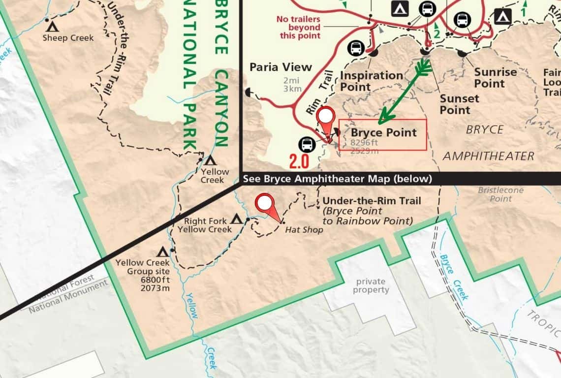 Map of Hat Shop Trail In Bryce Canyon
