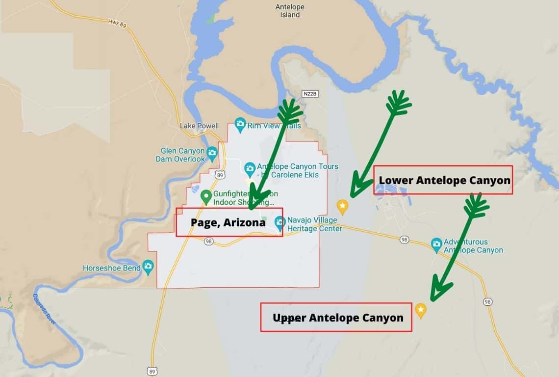 Map of Antelope Canyon