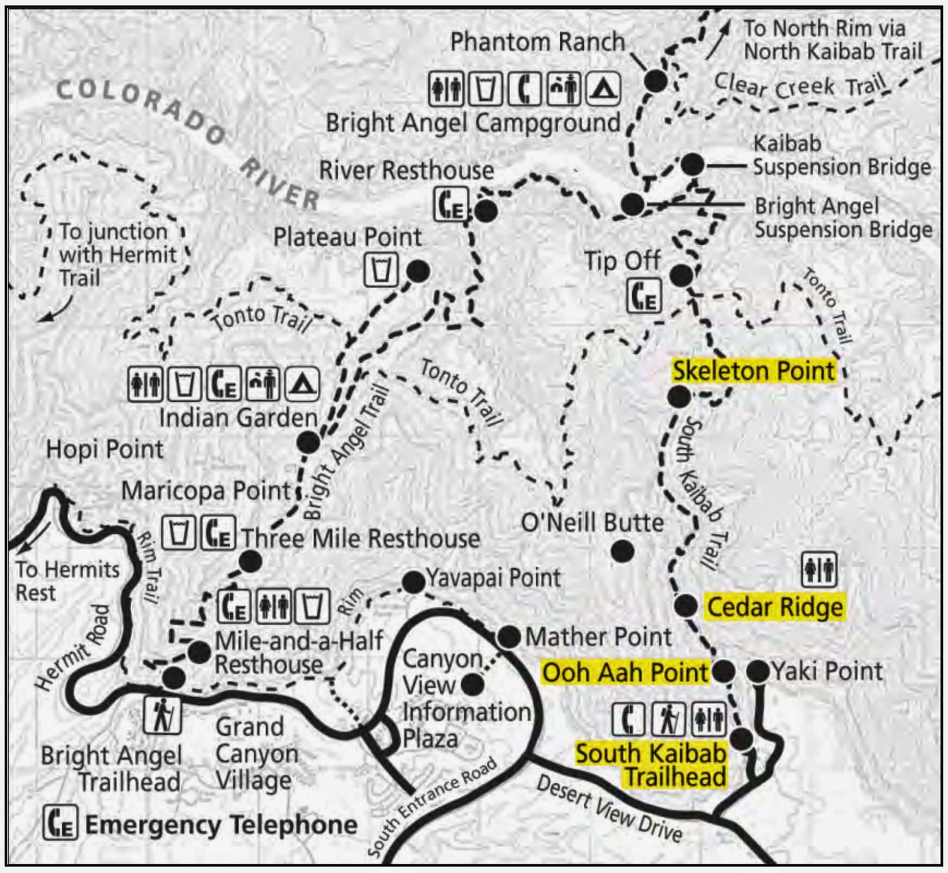 South Kaibab Trail Map of South Kaibab Trail