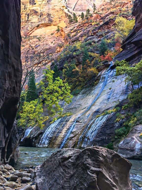 Hiking The Narrows for Beginners Mystery Falls along The Narrows in Zion