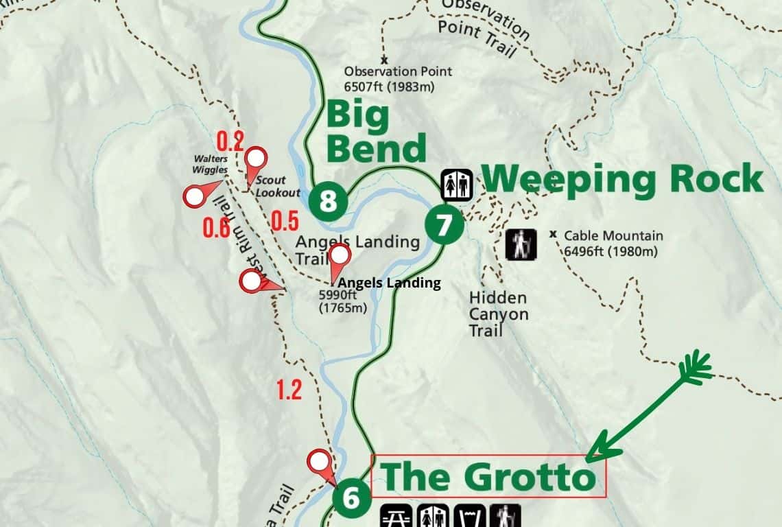 How to Hike Angels Landing via Scouts Lookout Map of Angels Landing Trail in Zion National Park