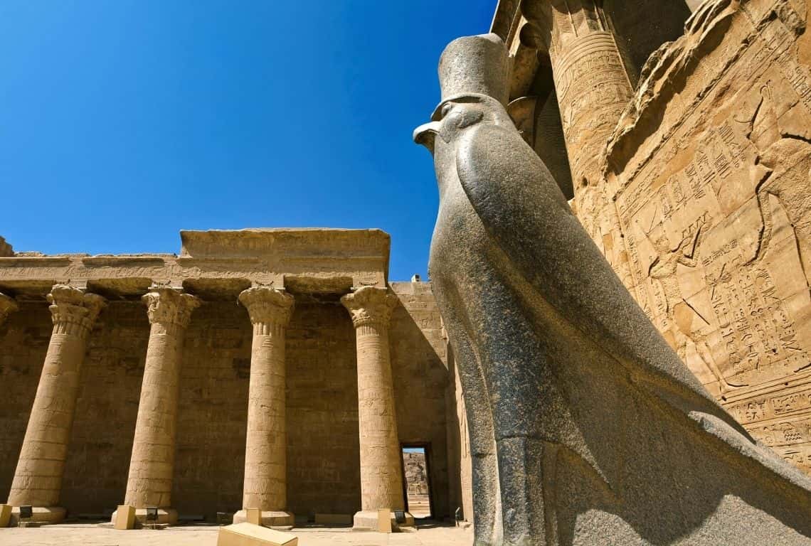 Statue of Horus as falcon at the Temple of Horus at Edfu