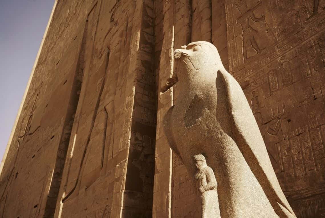 Falcon statues at the Temple of Horus at Edfu