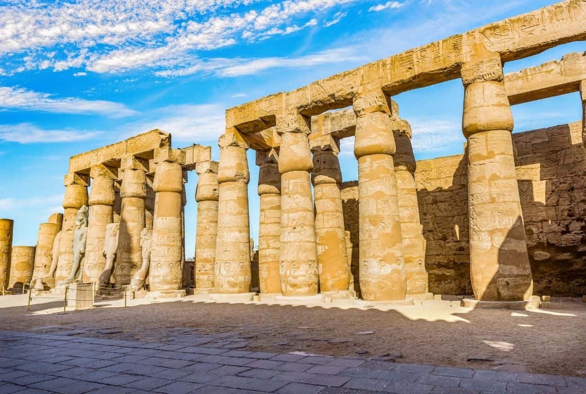 Colonnade on the left-hand side of the Great Court at Karnak Temple.