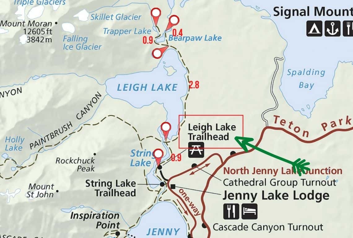 Map of Bearpaw and Trapper Lakes Trail