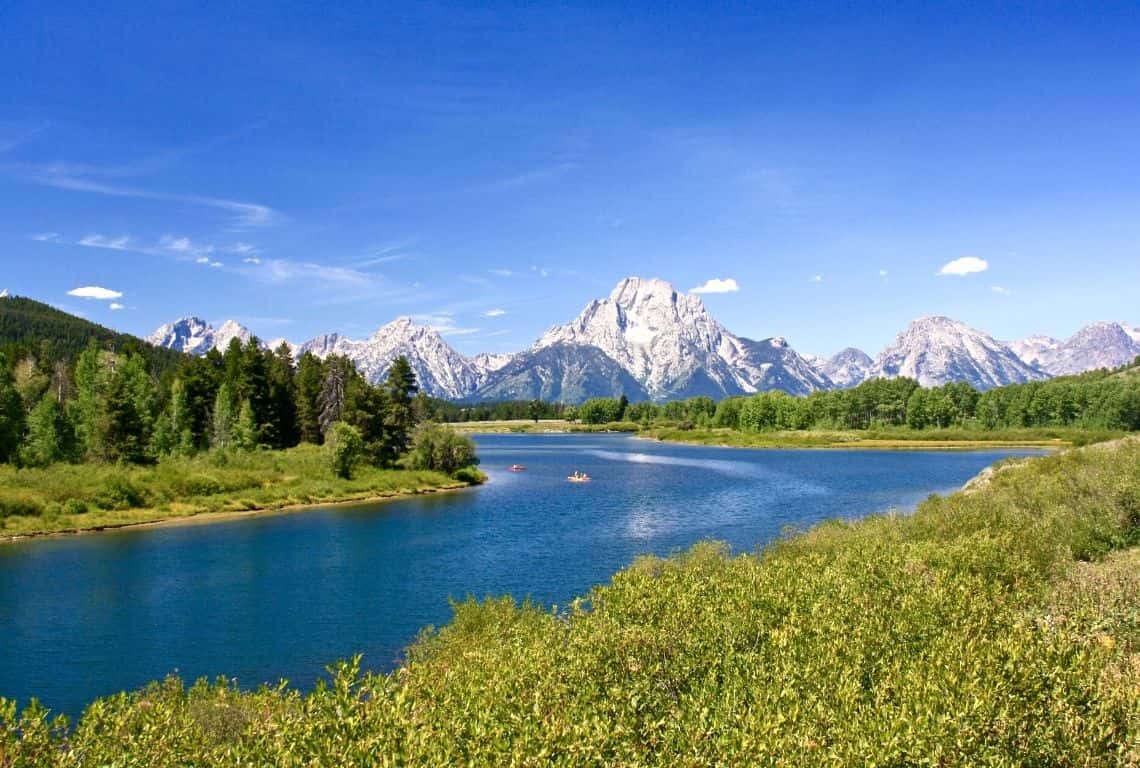 Kayaks at Oxbow Bend in Grand Teton