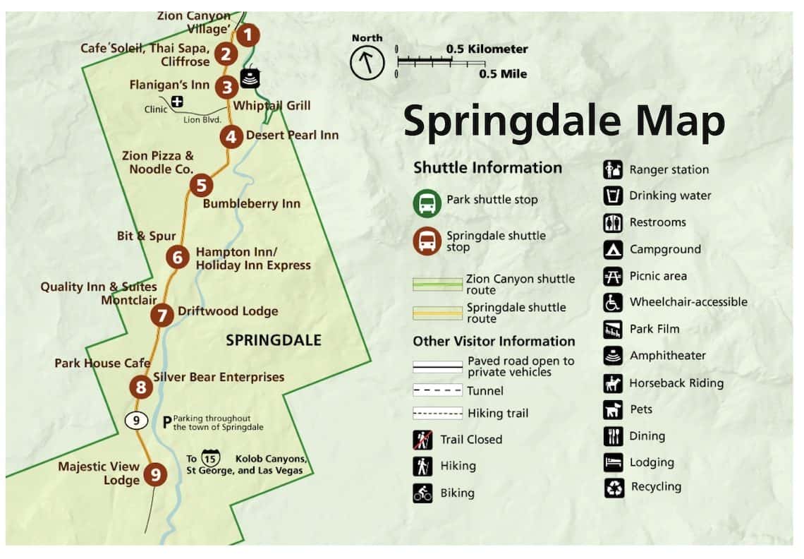 Map of Springdale Shuttle