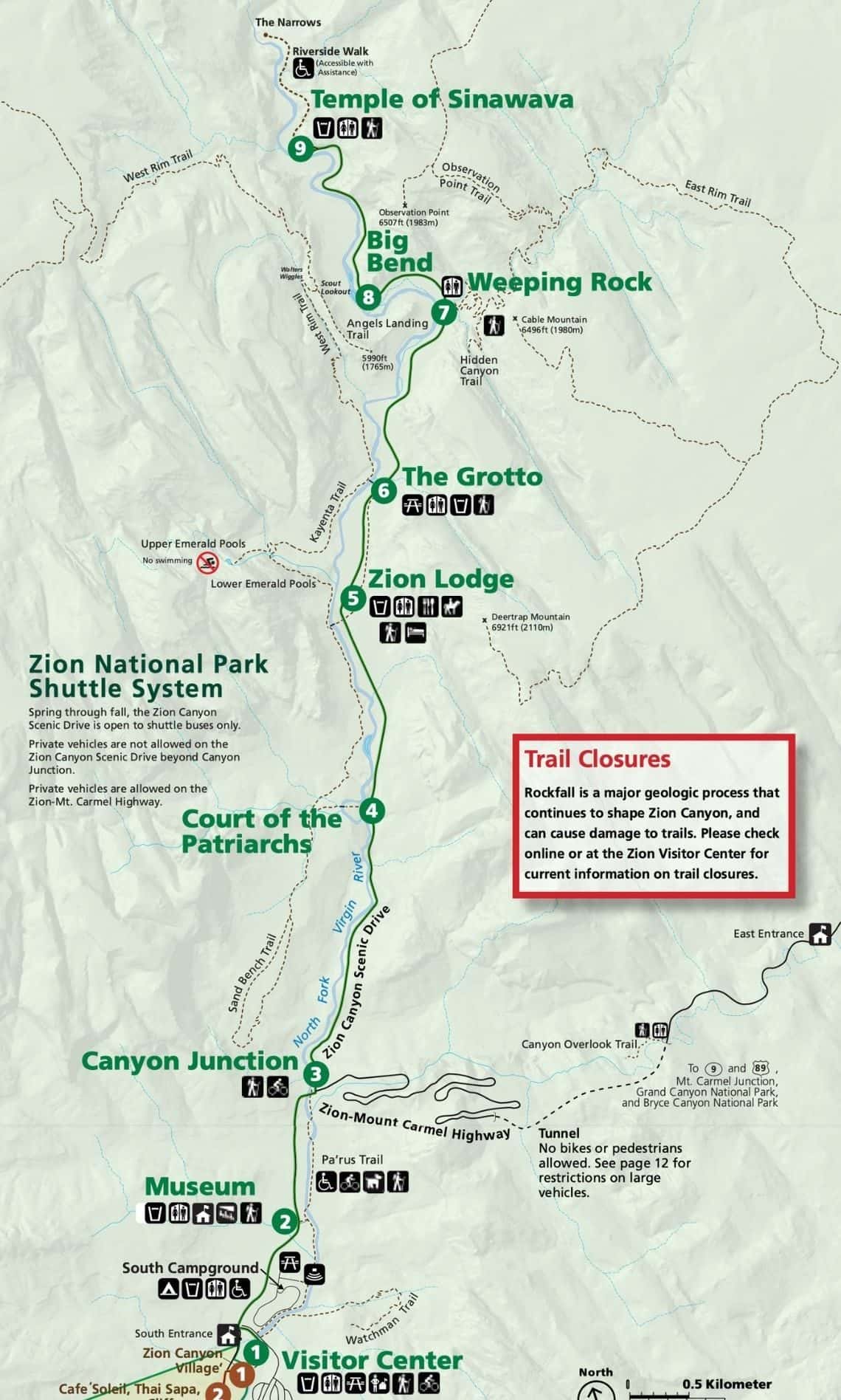 Map of Zion Shuttle