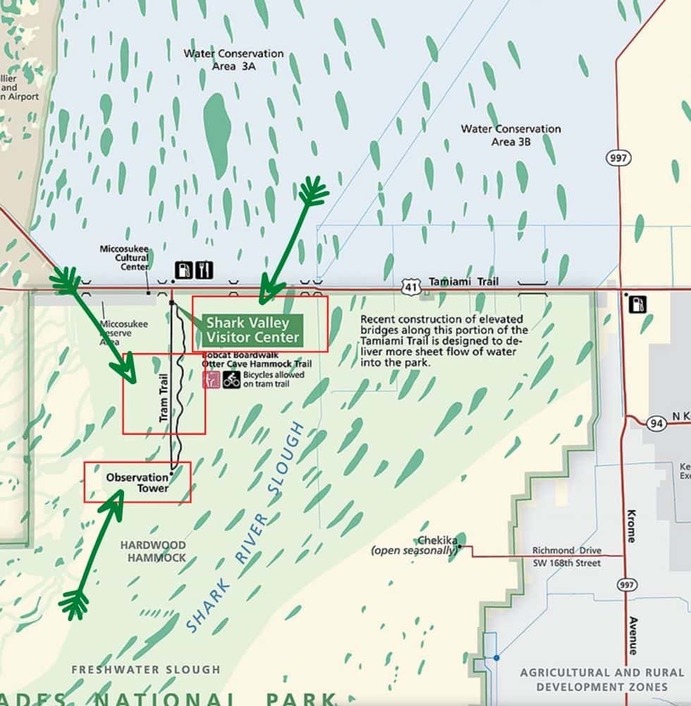 Map of Shark Valley in Everglades National Park