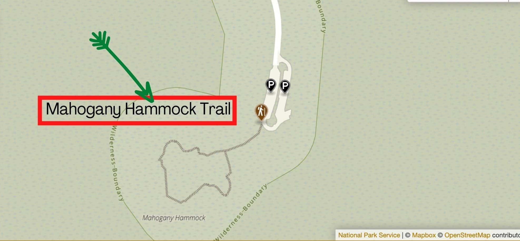 Map of Mahogany Hammock Trail in Everglades National Park