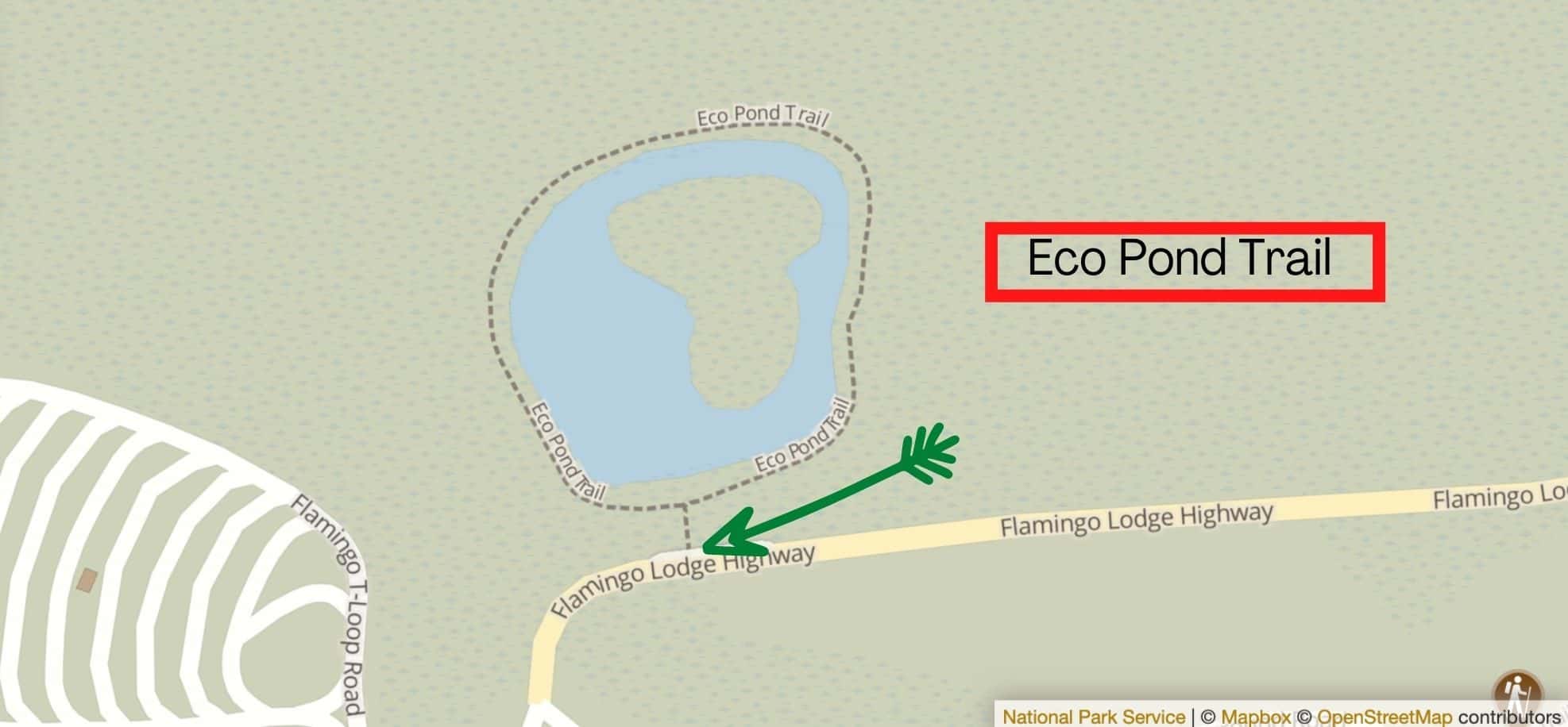 Map of Eco Pond Trail in Everglades National Park