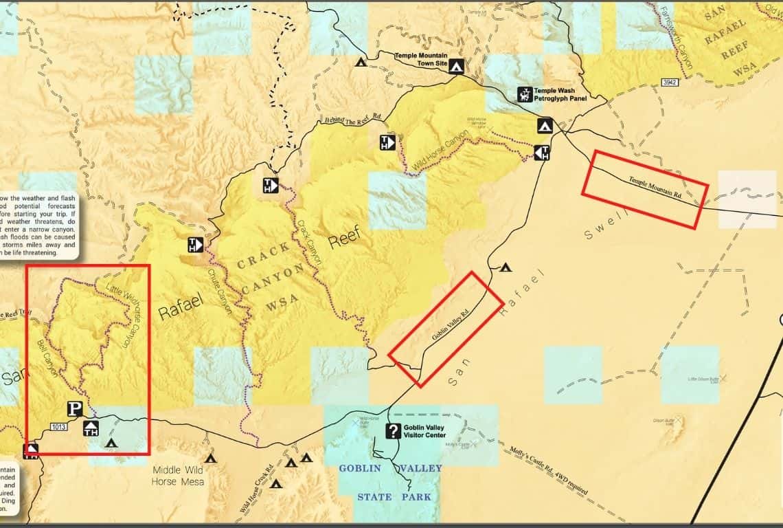 Map fo Little Wild Horse and Bell Canyon Loop Trail