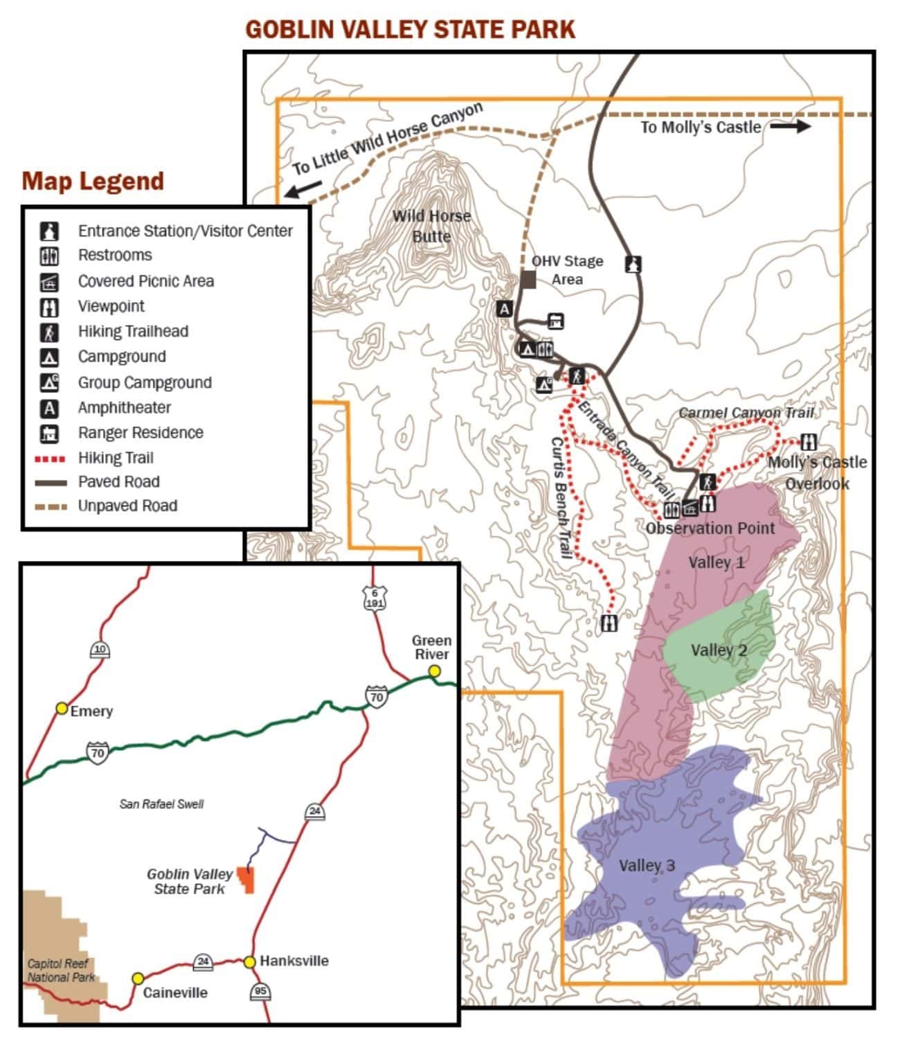 Map of Goblin Valley State Park