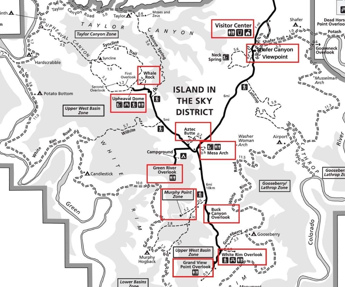 Map of Things to Do in Island in the Sky, Canyonlands National Park