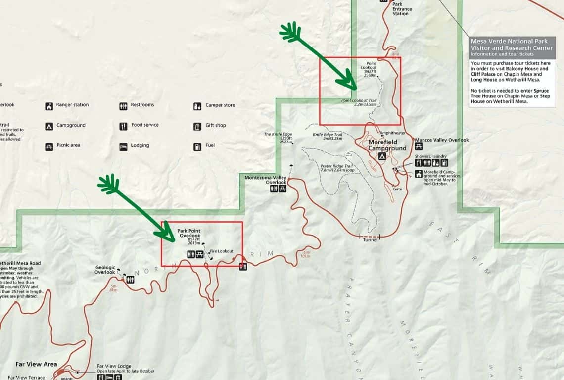 Map of Mesa Top Ruins Road