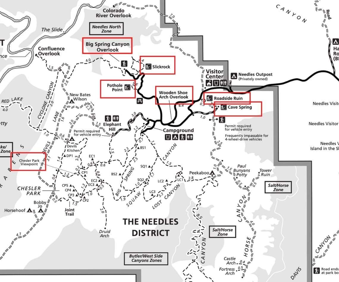 Map of The Needles in Canyonlands National Park
