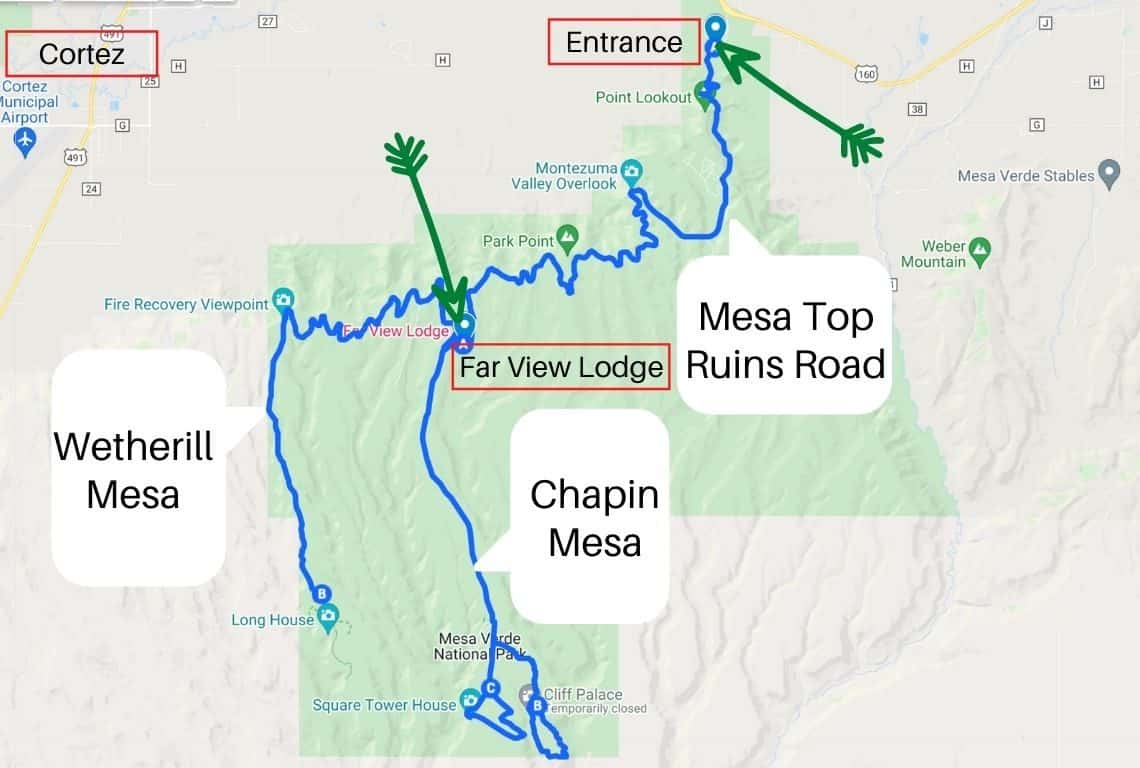 Map of Mesa Verde Regions