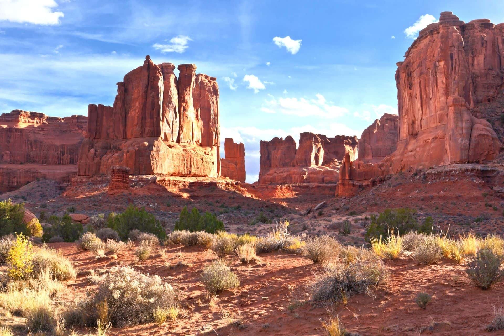 First Visit to Arches National Park Courthouse Towers in Arches National Park