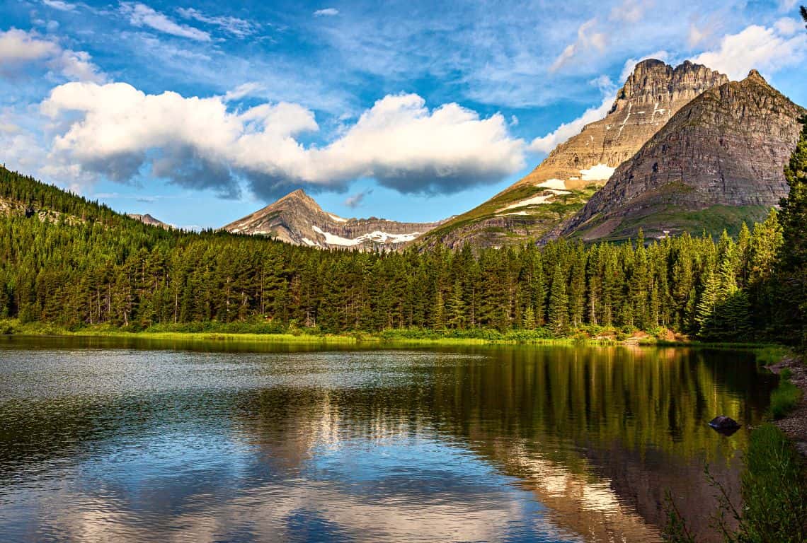 Fishercap Lake on Redrock Falls Trail in Glacier