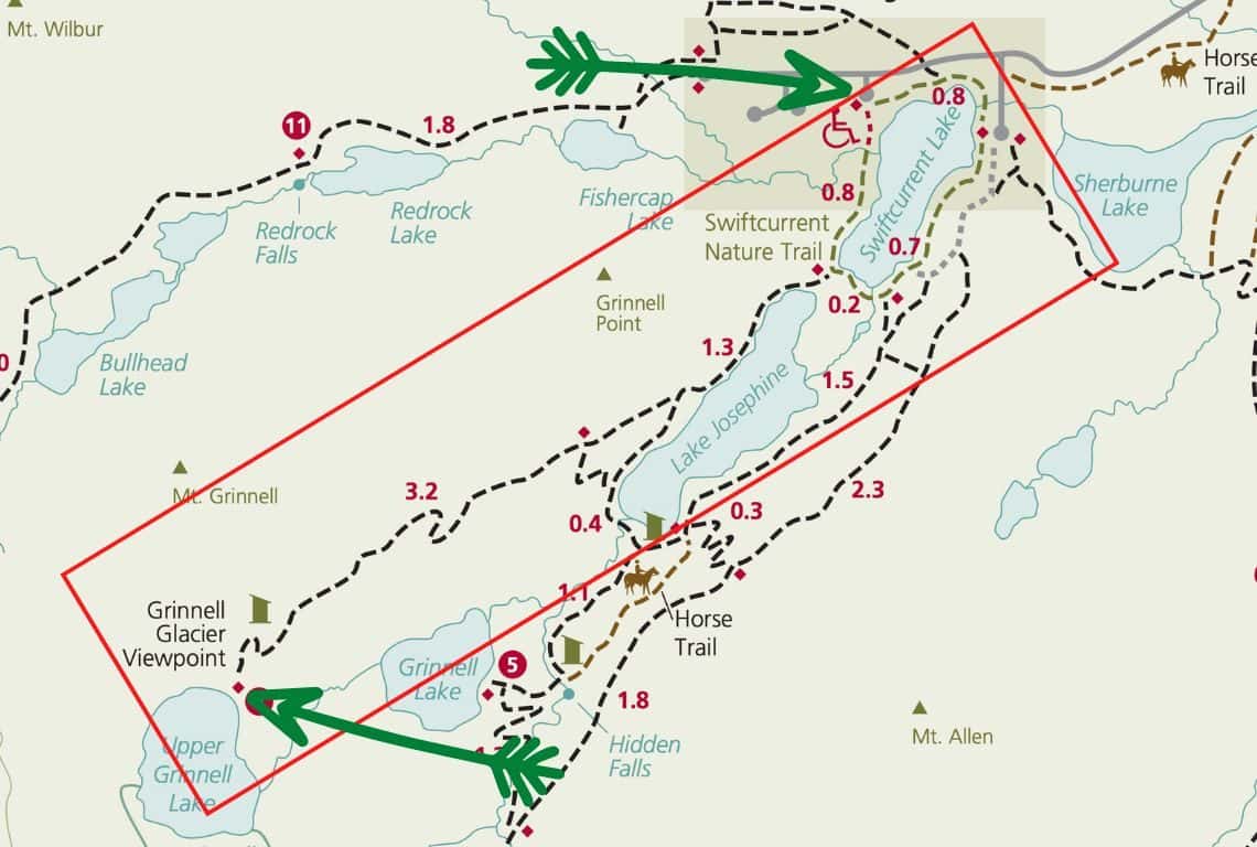 Grinnell Glacier Trail Map