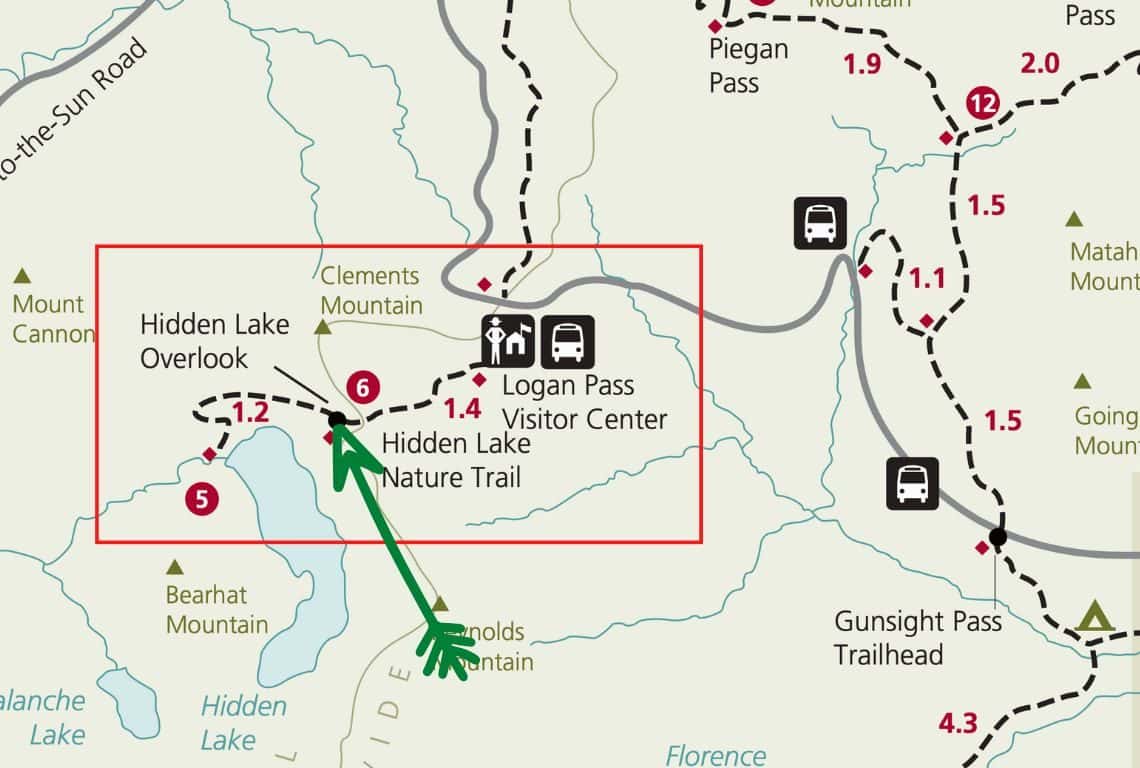 Hidden Lake Overlook Trail Map