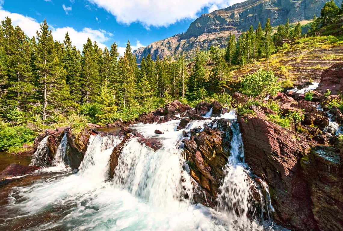 Redrock Falls in Glacier National Park