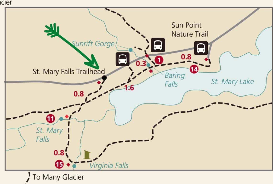 St. Mary Falls Trail Map
