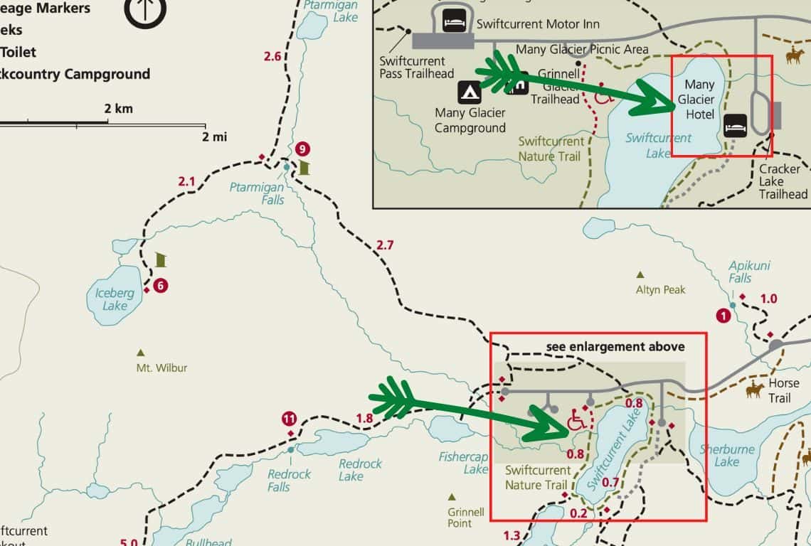 Swiftcurrent Lake Trail Map
