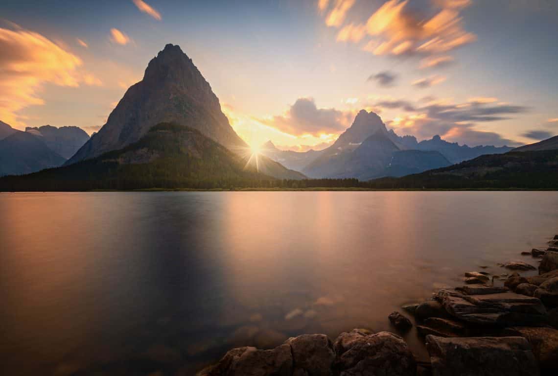 Swiftcurrent Lake at Sunset