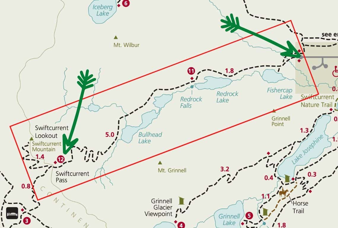 Swiftcurrent Pass Trail Map