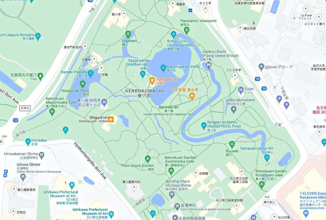 Map of Kenrokuen Garden