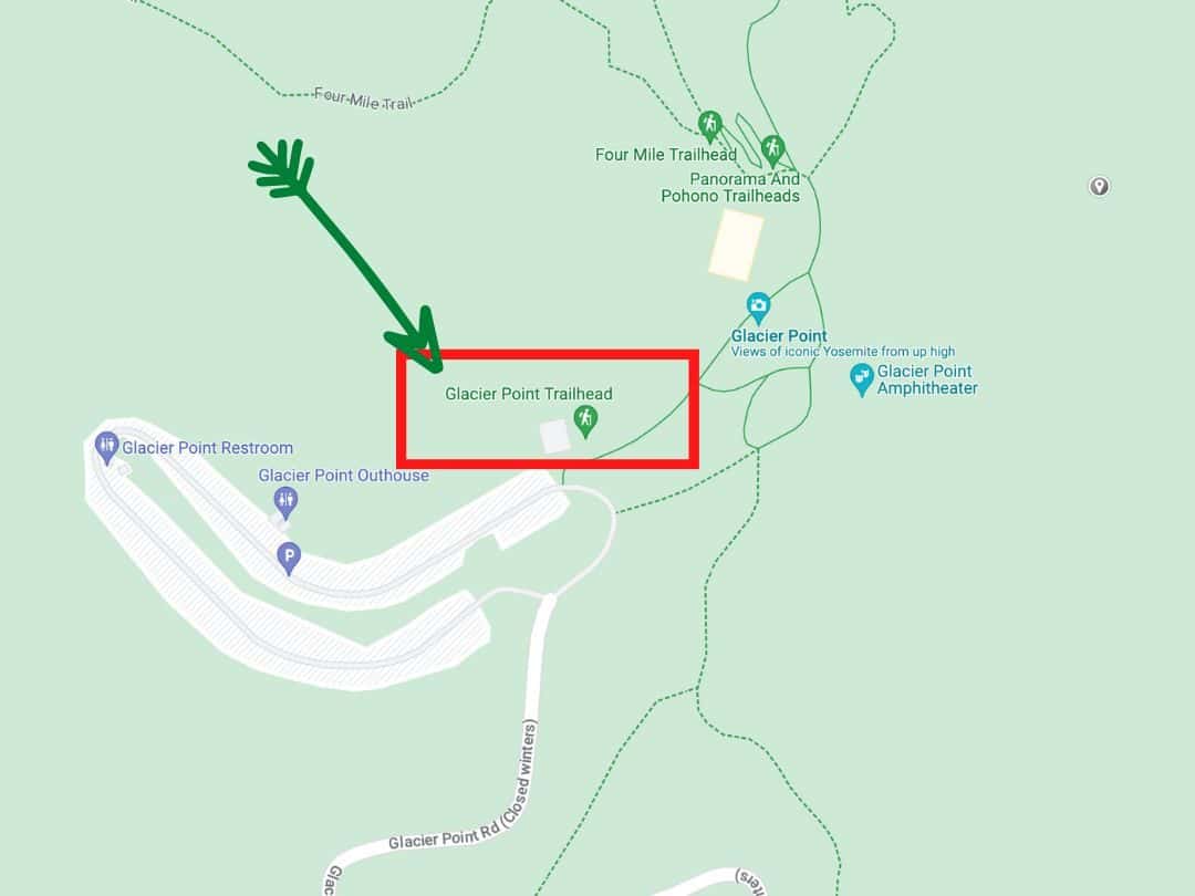 Easy Hikes in Yosemite Map of Glacier Point Trail