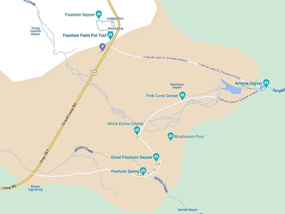 Map of Firehole Lake Drive