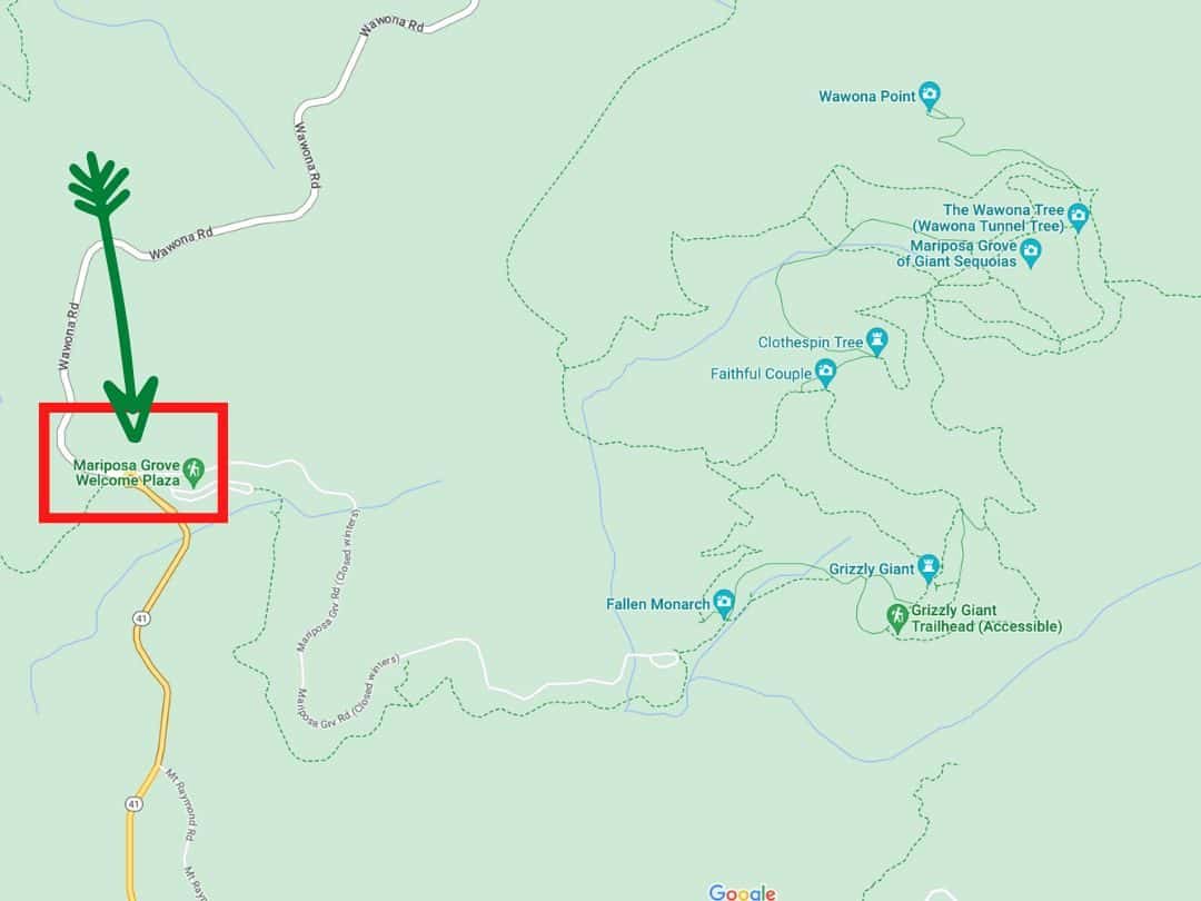 Map of Mariposa Grove