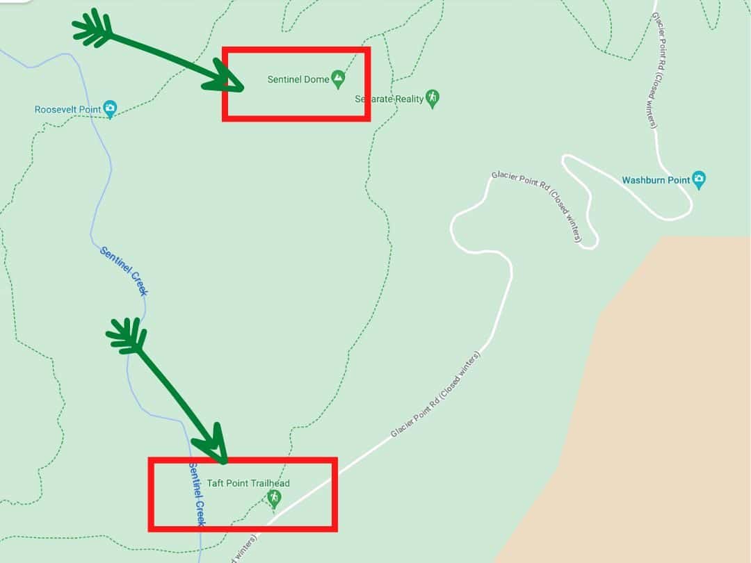 Map Of Sentinel Dome Trail