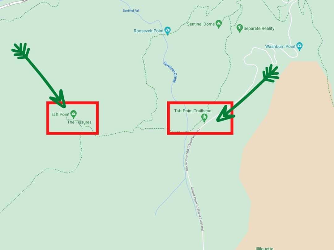 Map of Taft Point Trail