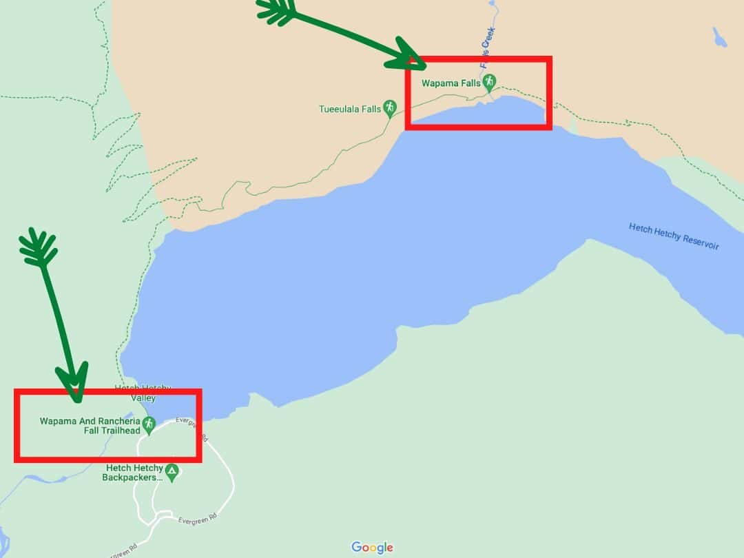 Map of Wapama Falls Trail