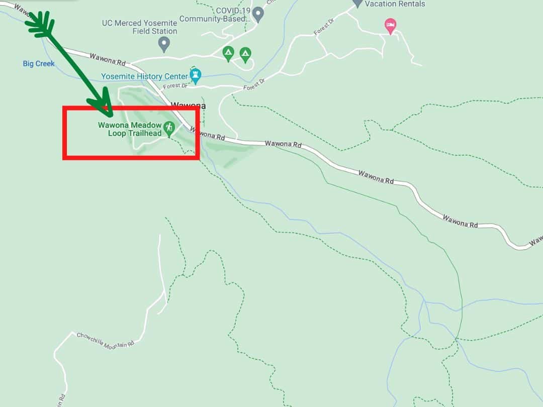 Map of Wawona Meadow Loop Trail