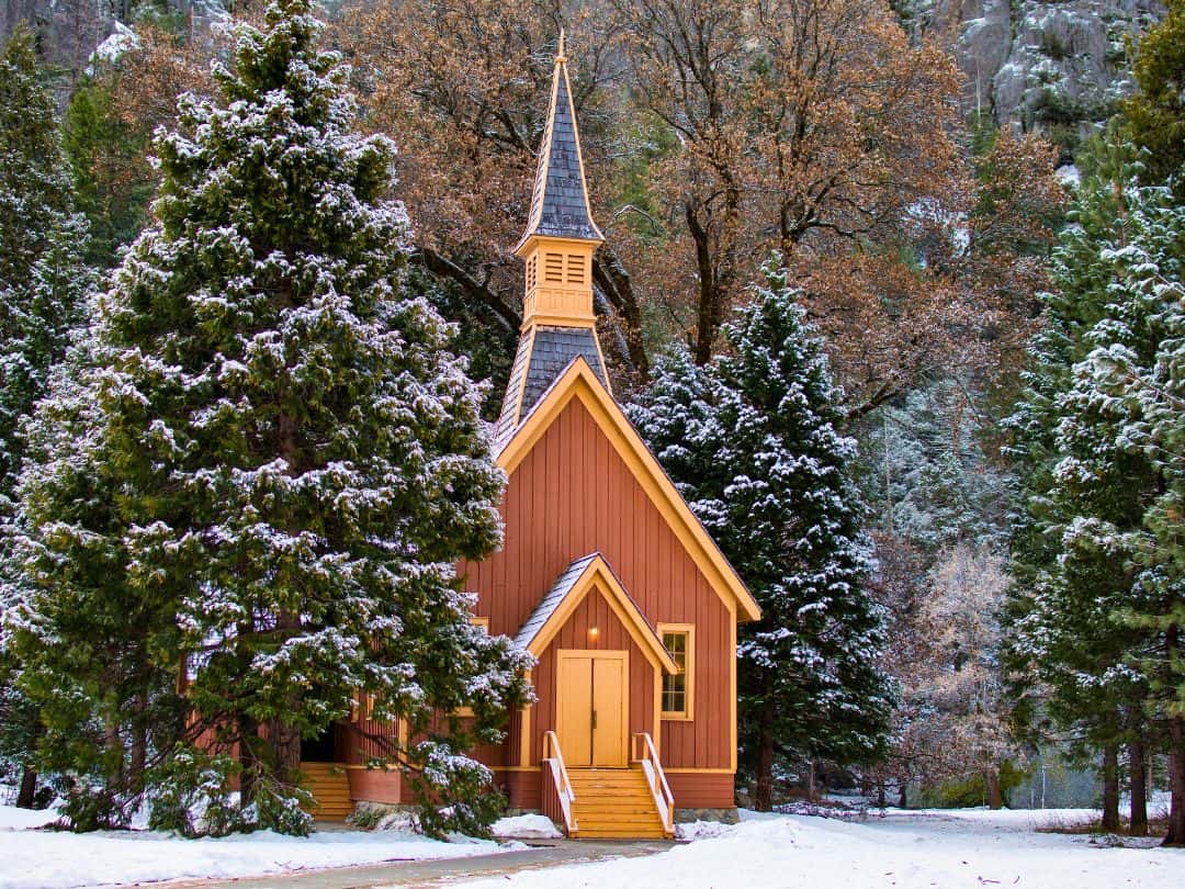 Yosemite Chapel in winter