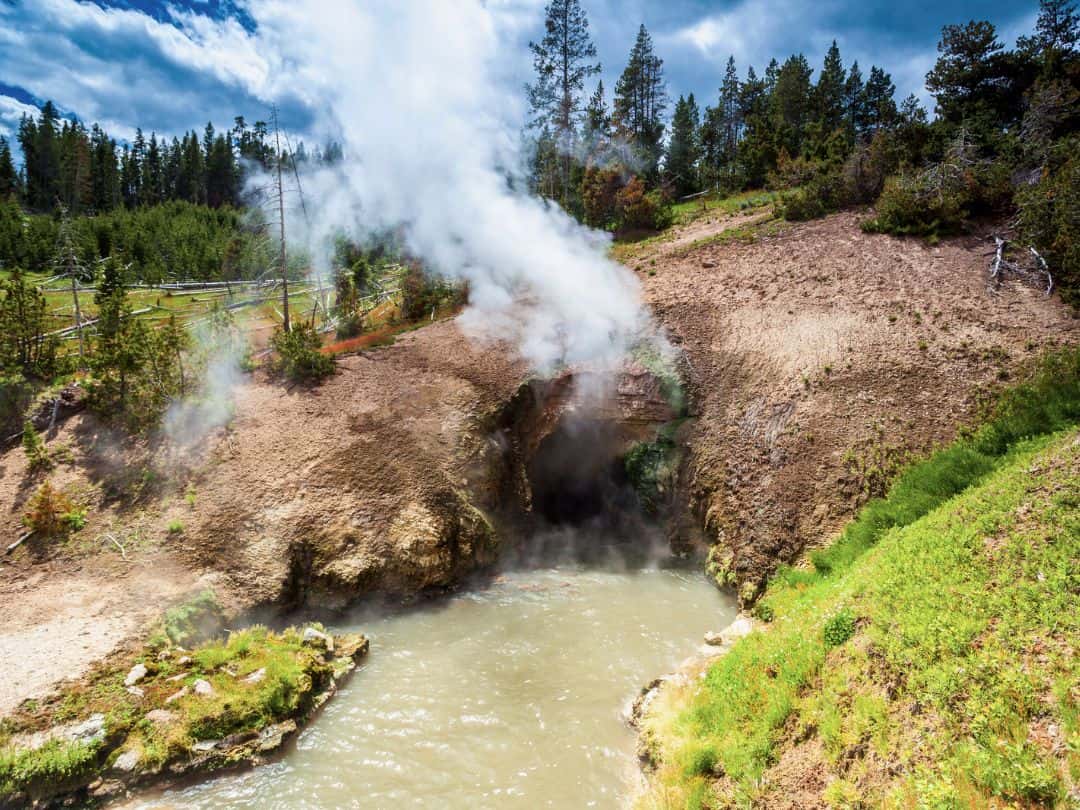 Best Stops on Yellowstone Lower Loop Drive Dragon's Mouth in Mud Volcano Area
