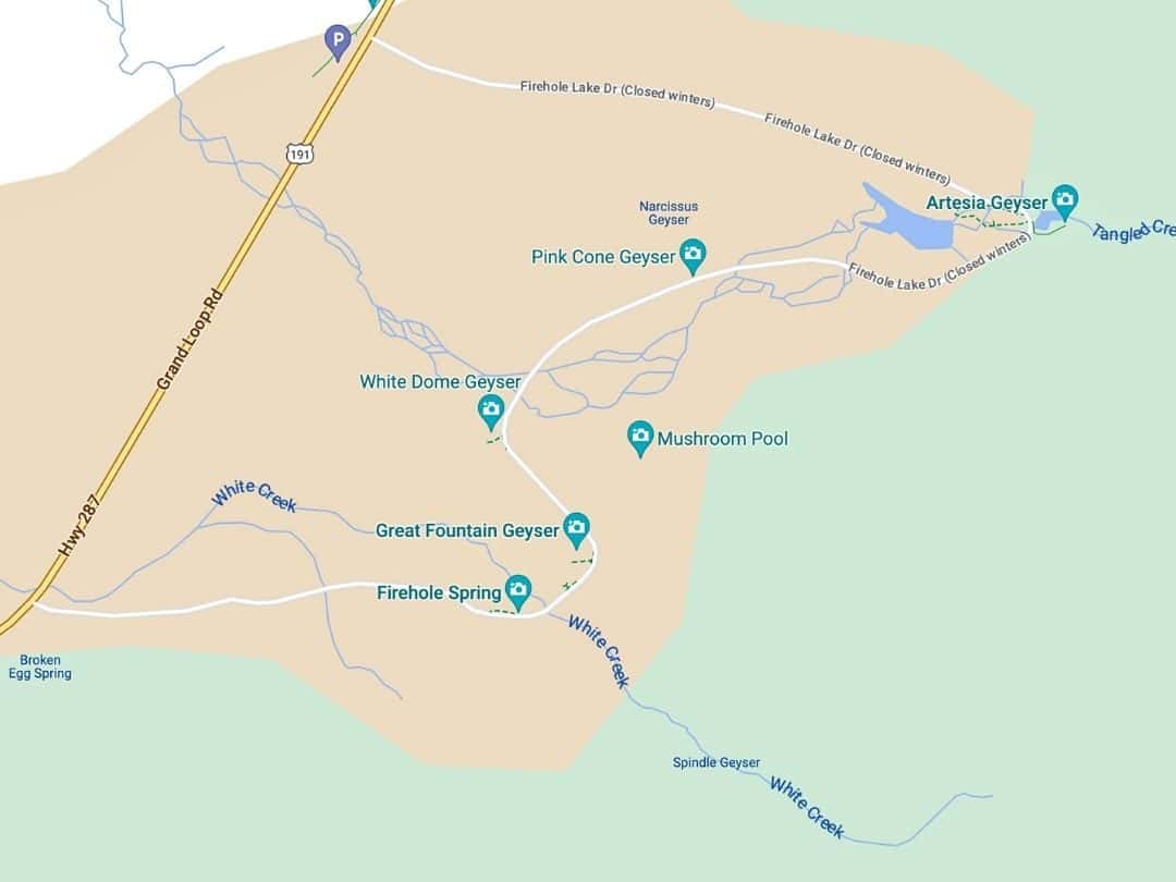Map of Firehole Lake Drive