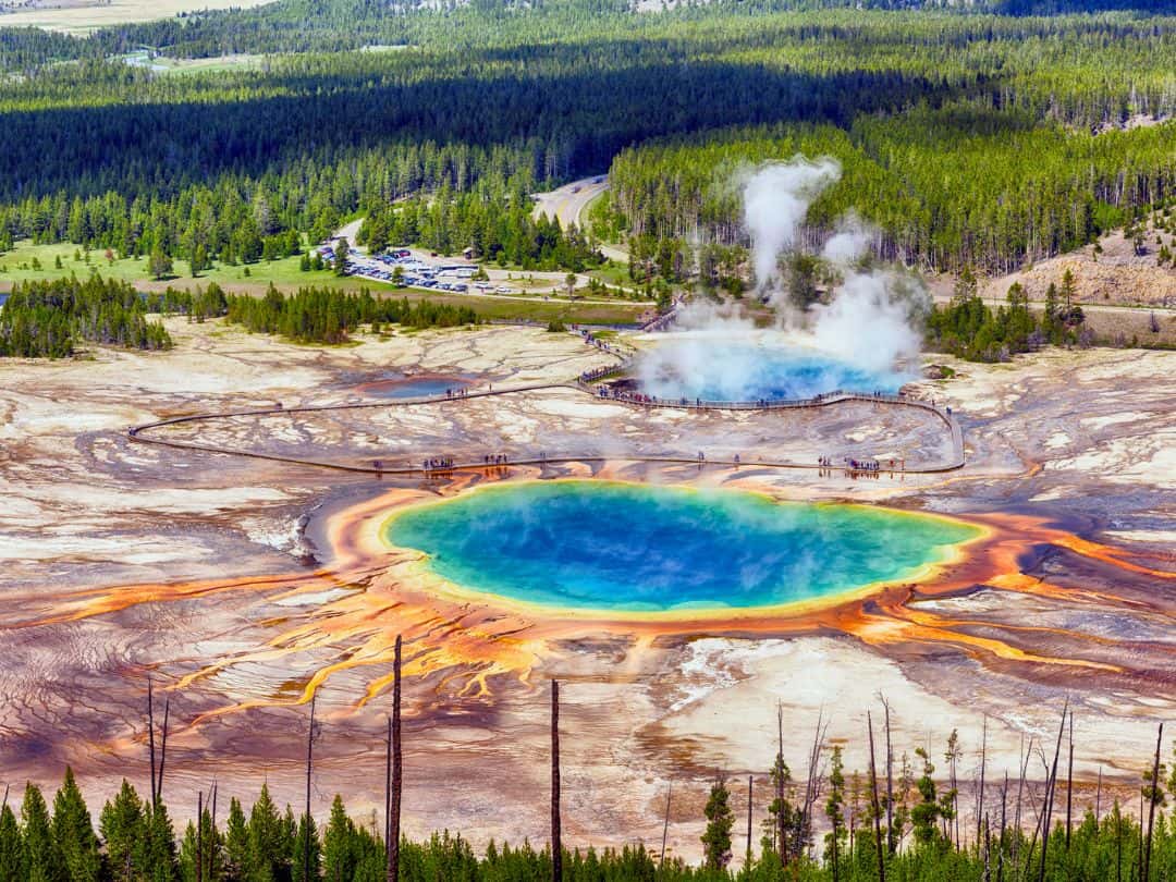 Best Stops on Yellowstone Lower Loop Drive Grand Prismatic Spring in Yellowstone
