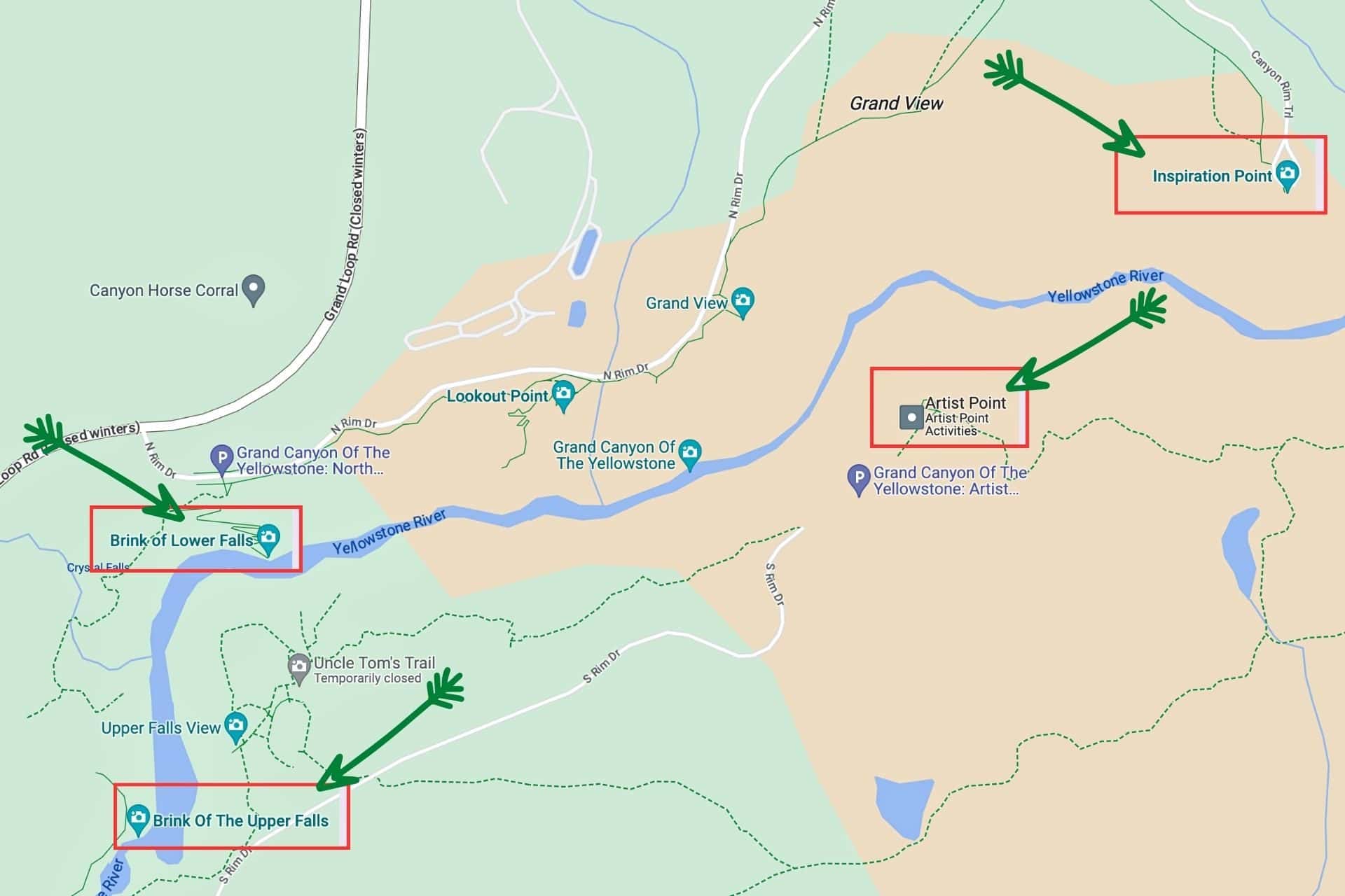 Map of the Grand Canyon of the Yellowstone