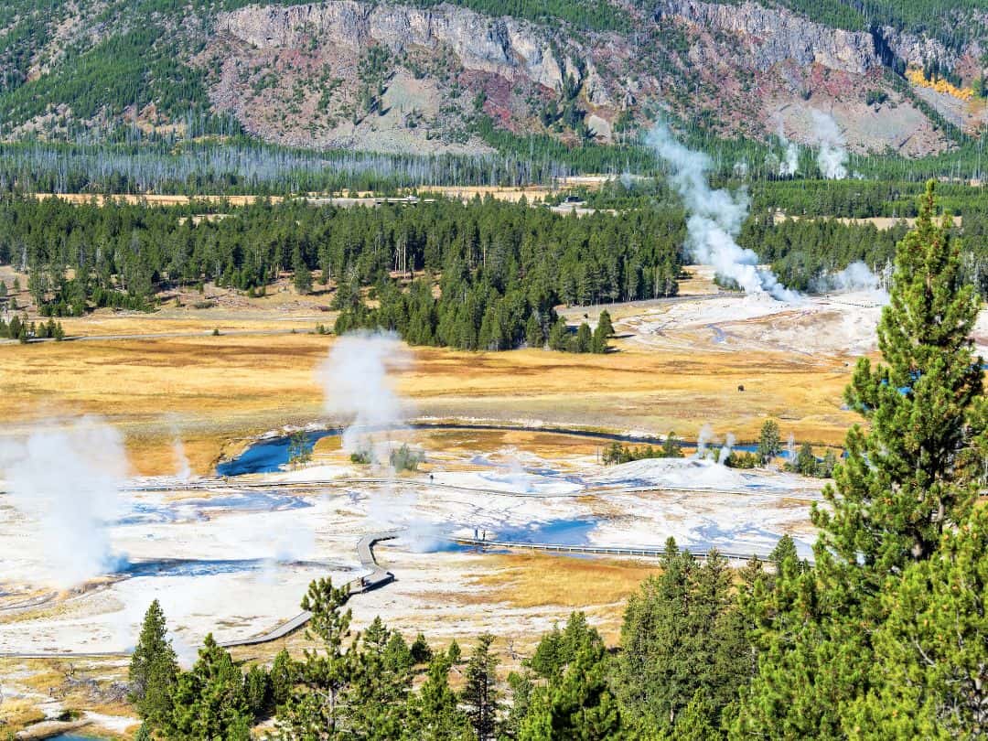 Entrances to Yellowstone Upper Geyser Basin in Yellowstone