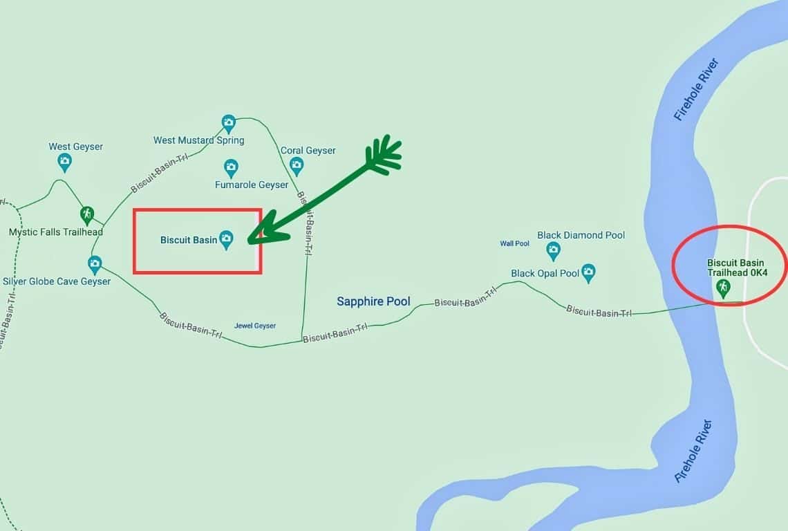 Guide to the Upper Geyser Basin Map of Biscuit Basin