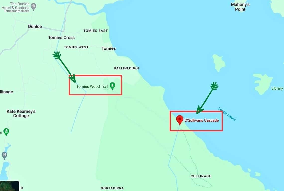 Map of Tomies Wood Loop Trail in Killarney National Park
