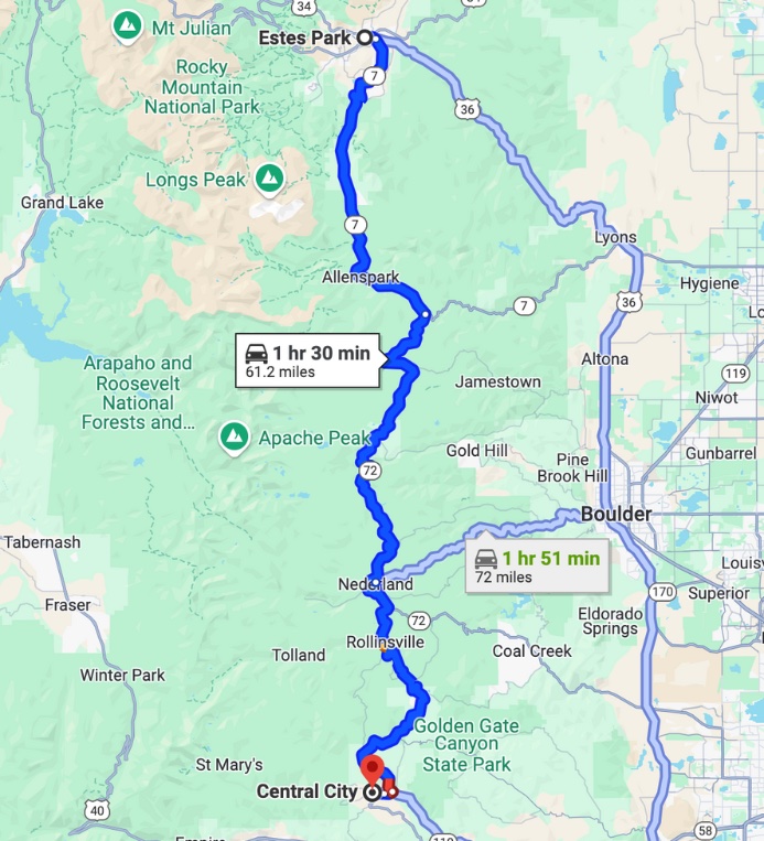 Best Stops and Hikes on Peak to Peak Scenic Byway Peak to Peak Scenic Byway Map